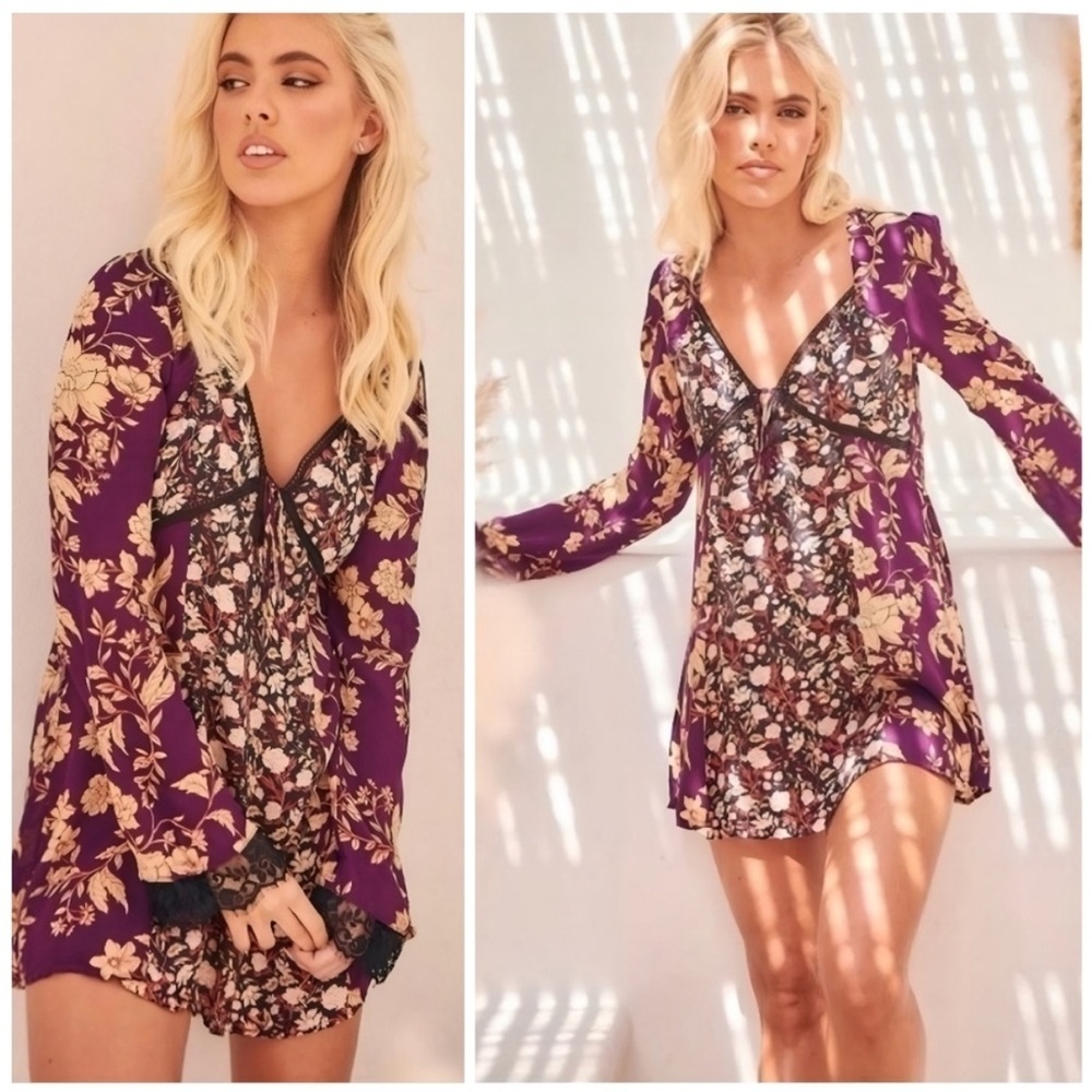 Free People Purple Floral Mini Dress
